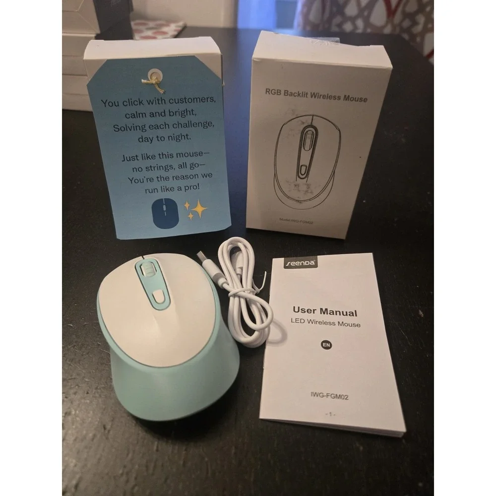 EMPLOYEE APPRECIATION GIFT- BULK Of 10‎ Seenda Mint Green LED Wireless Mouse